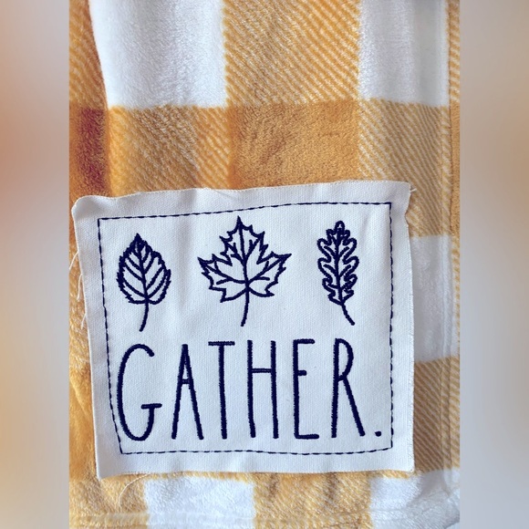 Rae Dunn Autumn Thanksgiving GATHER Throw Blanket - Picture 4 of 5